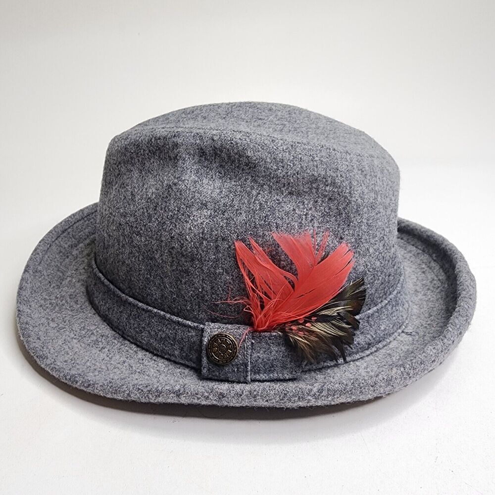 Vintage Pendleton Men’s Wool Feathered Fedora Hat Made in USA Gray Size‎ 7